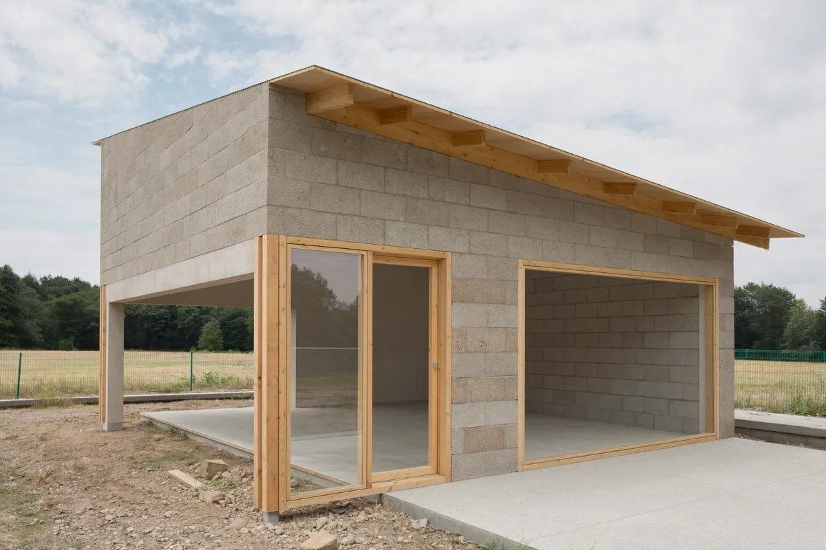 Fondations d'une maison neuve en construction à Cholet